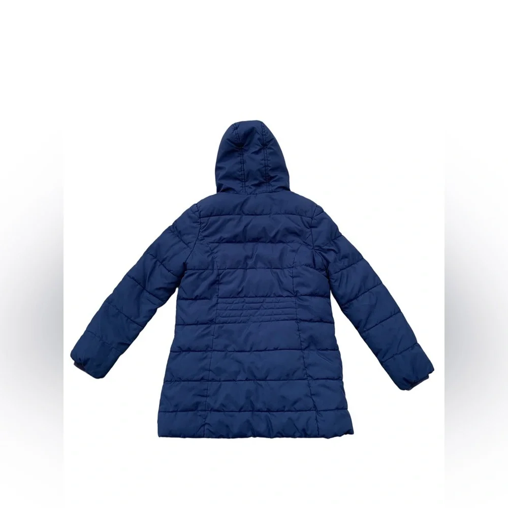 Mini Boden Size 11-12 Years Navy Winter Hooded Parka Coat Fuzzy Sherpa Lining